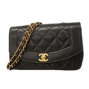 Chanel Diana Chain Shoulder Bag, Lambskin, Black, Women's